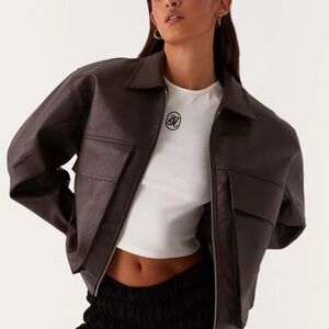 Peppermayo Dark Brown Leather Jacket